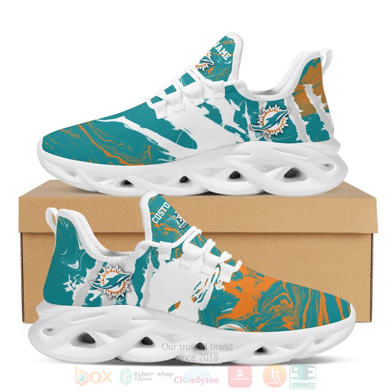 Miami Dolphins NFL American Custom Name Clunky Max Soul Shoes