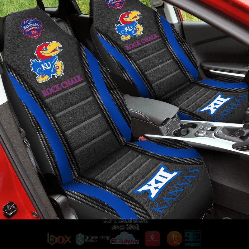 NCAA Kansas Jayhawks Rock Chalk Black Car Seat Cover