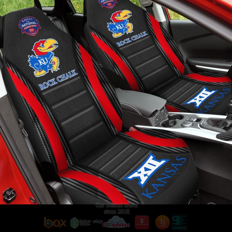 NCAA Kansas Jayhawks Rock Red Black Chalk Car Seat Cover