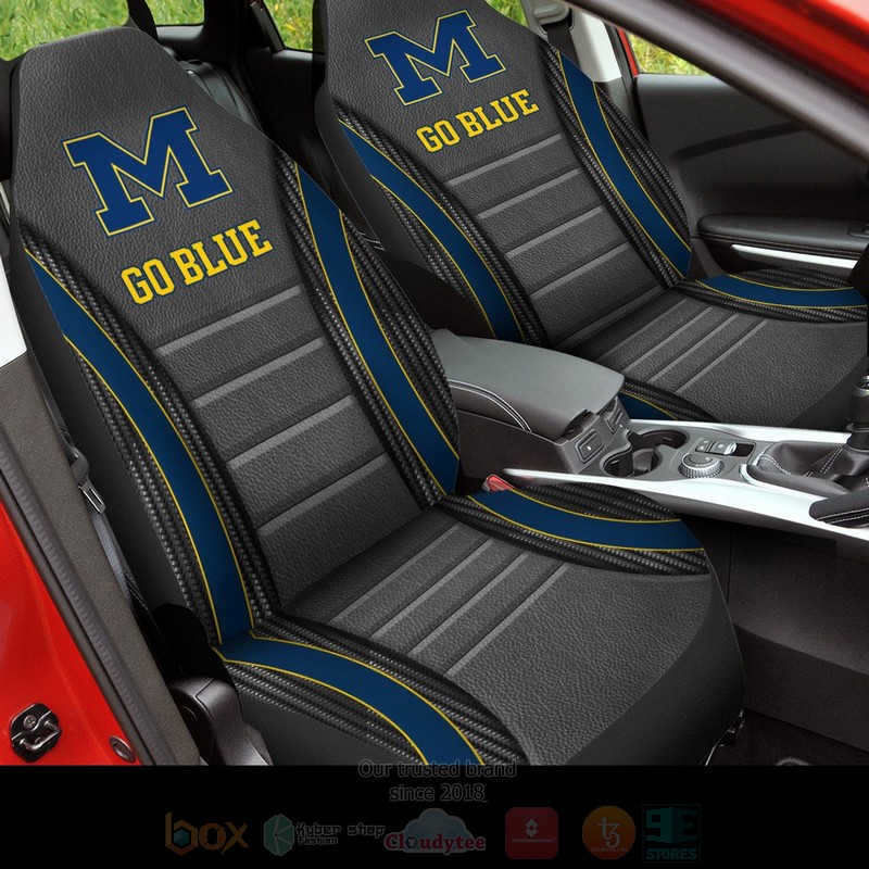NCAA Michigan Wolverines Go Blue Custom Grey Car Seat Cover
