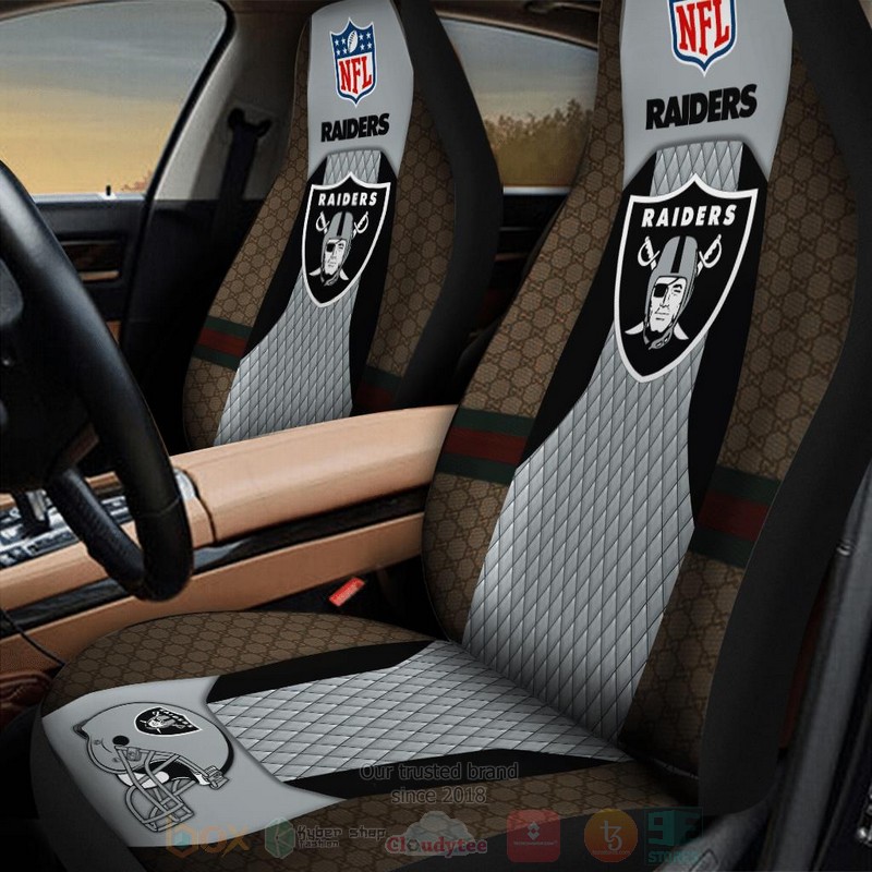 NFL Las Vegas Raiders Brown Grey Car Seat Cover 1