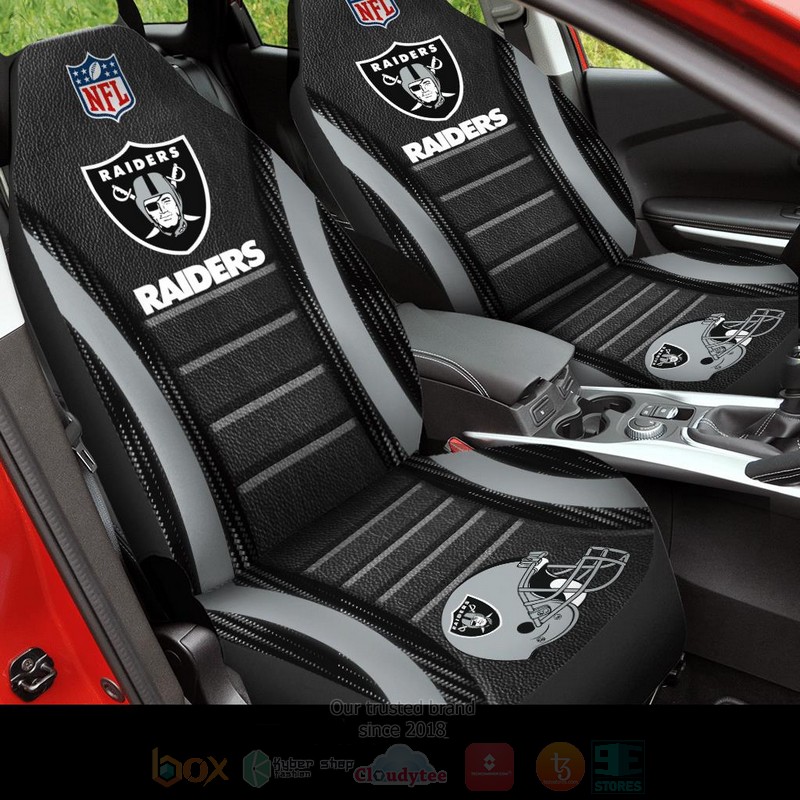 NFL Las Vegas Raiders Grey Black Car Seat Cover