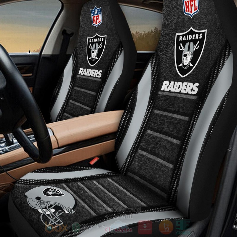 NFL Las Vegas Raiders Grey Black Car Seat Cover 1
