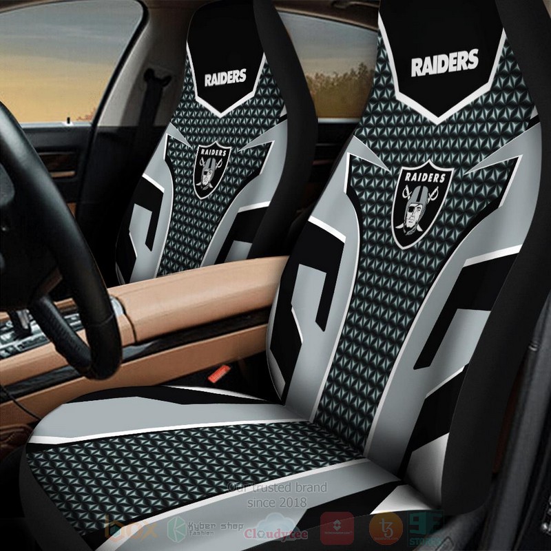 NFL Las Vegas Raiders Greys Black Car Seat Cover