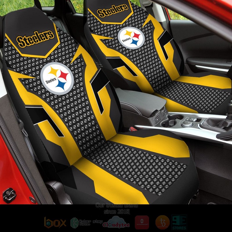 NFL Pittsburgh Steelers Grey Yellow Car Seat Cover 1