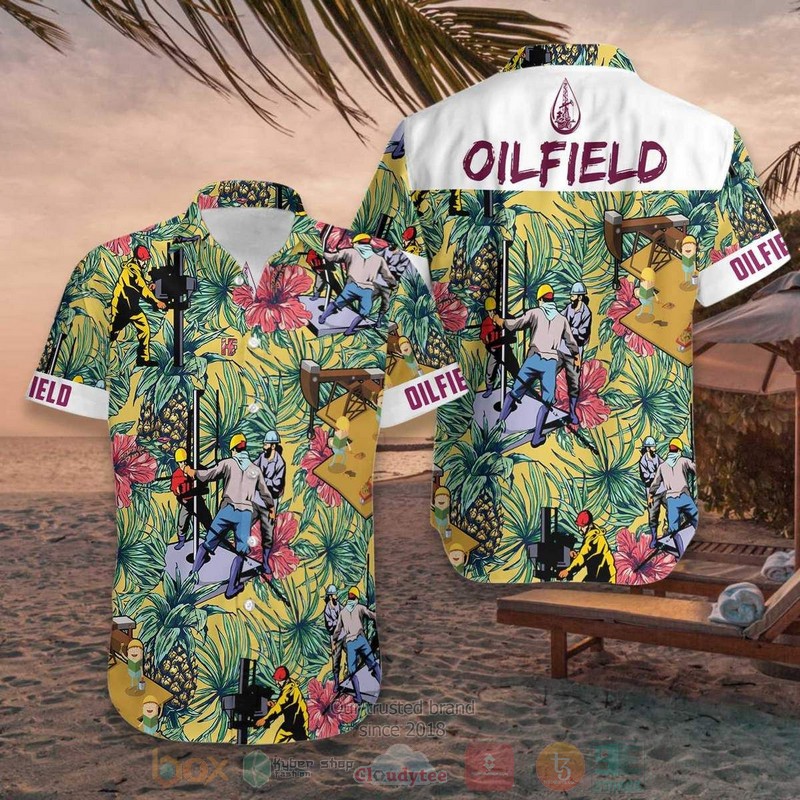 Oilfield Pineapple Seamless Pattern Short Sleeve Hawaiian Shirt