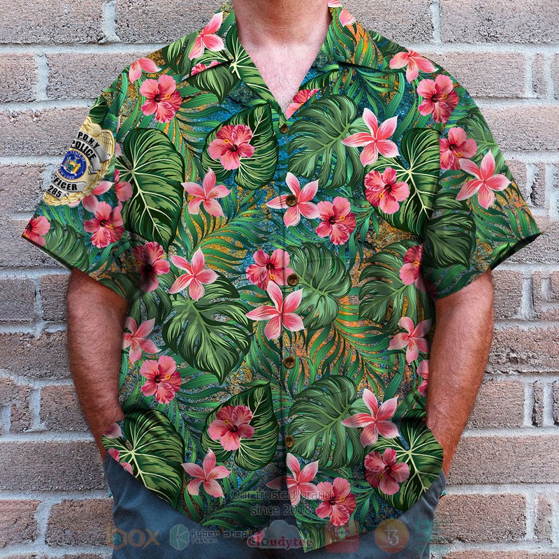 Police Badge Floral Hawaiian Shirt 1 2 3 4
