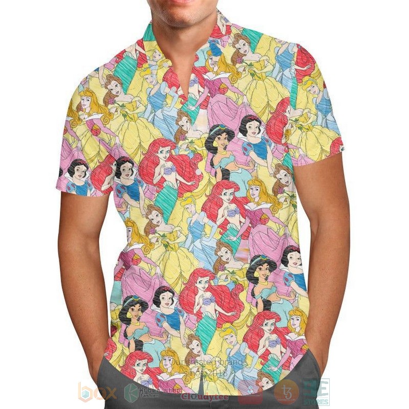 Princess Sketches Disney Short Sleeve Hawaiian Shirt
