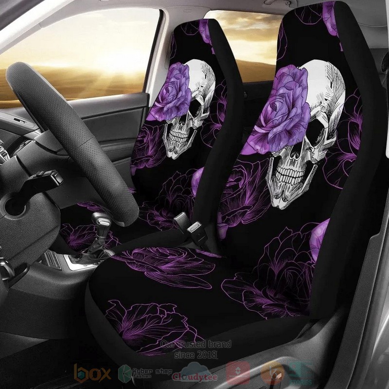 Purple Flower Skull Mystery Car Seat Cover