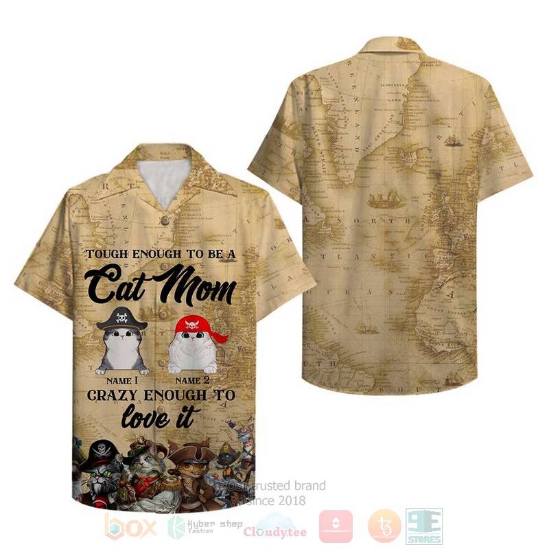 Purrate Tough Enough To Be A Cat Mom Pirrate Day Custom Name Hawaiian Shirt