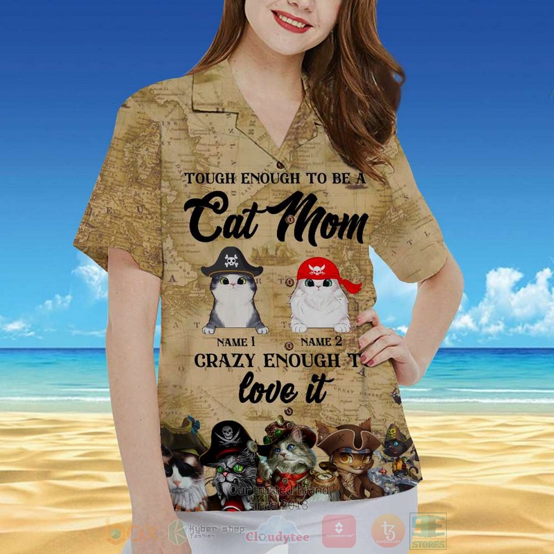Purrate Tough Enough To Be A Cat Mom Pirrate Day Custom Name Hawaiian Shirt 1 2