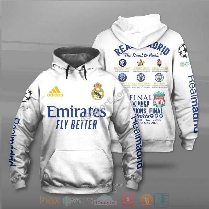 Real Madrid The Road To Paris Champions 3D Hoodie Shirt