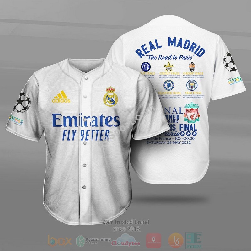 Real Madrid The Road To Paris Champions Baseball Jersey