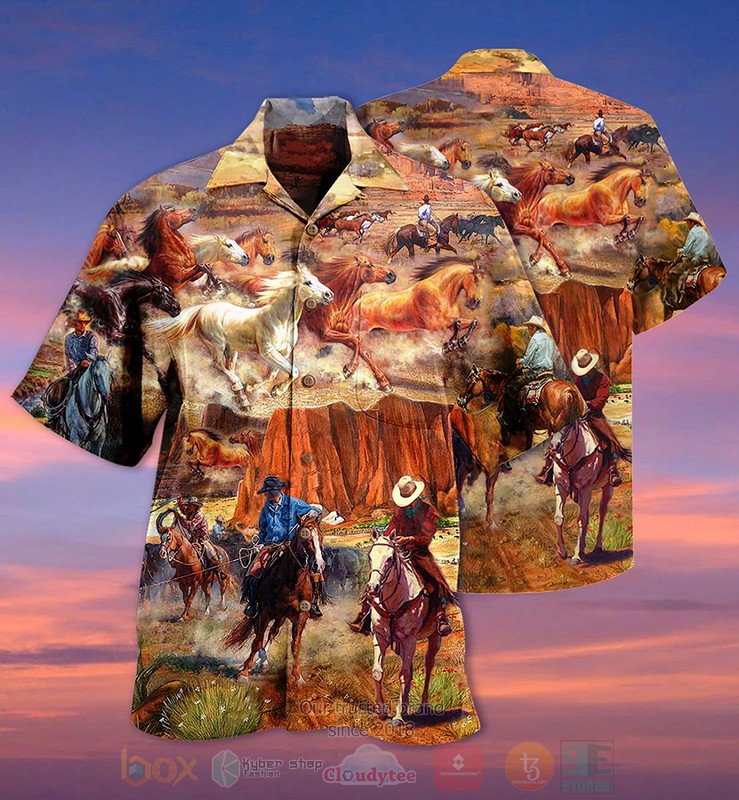 Cowboy Desert Life Horse Red Hawaiian Shirt