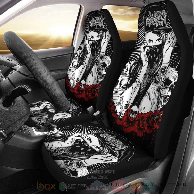 Set 2 Pcs Gothic Skull Car Seat Cover