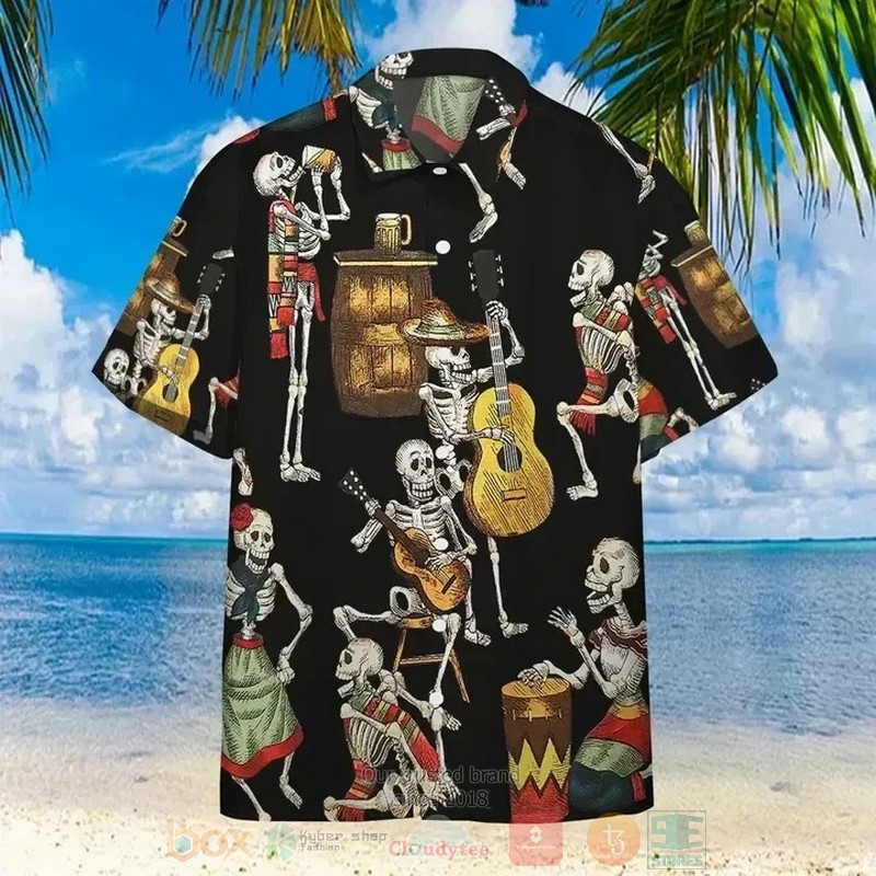 Skeleton Dancing Short Sleeve Hawaiian Shirt