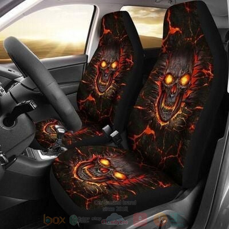 Skull Lava and Flame Car Seat Cover