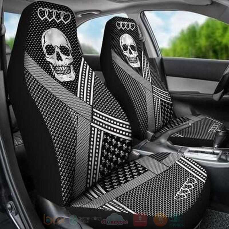 Skull Safe Belt Grey And Black Car Seat Cover