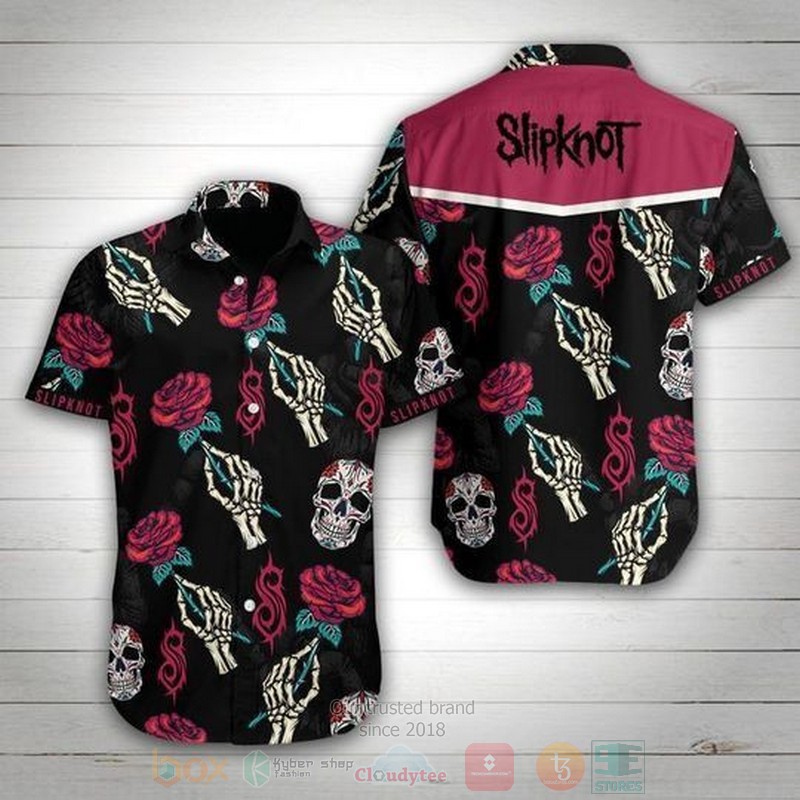 Slipknot Band Rose Skull Short Sleeve Hawaiian Shirt