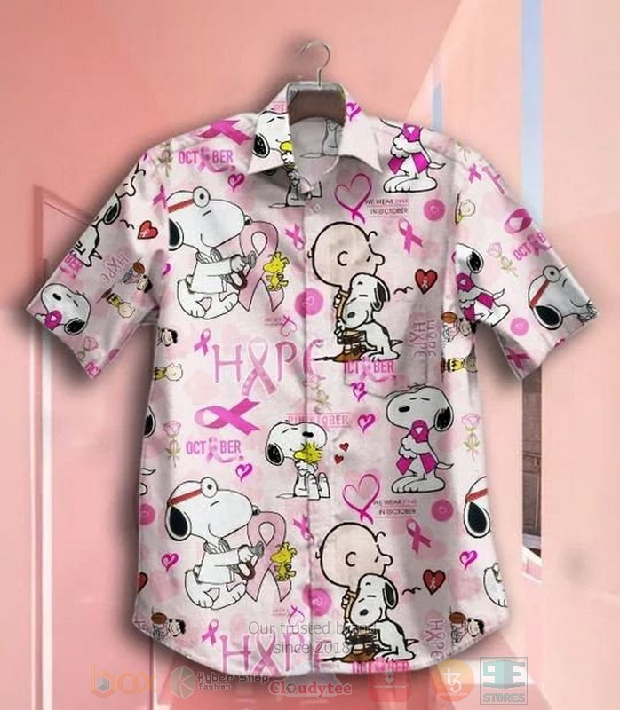 Snoopy Breast Cancer Awareness Pink Short Sleeve Hawaiian Shirt