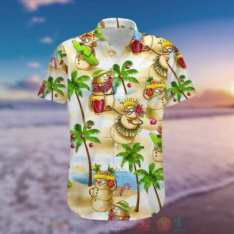 Snowman The Beach Short Sleeve Hawaiian Shirt