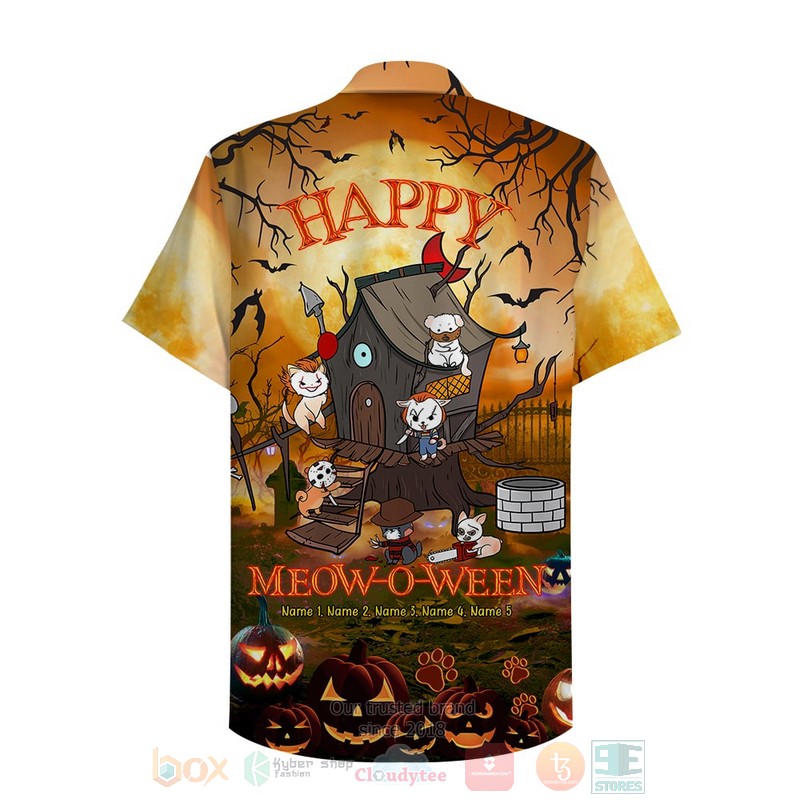 Spooky Gifts For Cat Lovers Happy Meow O Ween Hawaiian Shirt