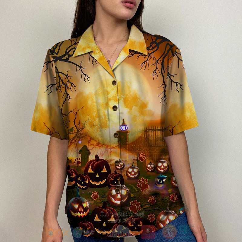 Spooky Gifts For Cat Lovers Happy Meow O Ween Hawaiian Shirt 1 2 3