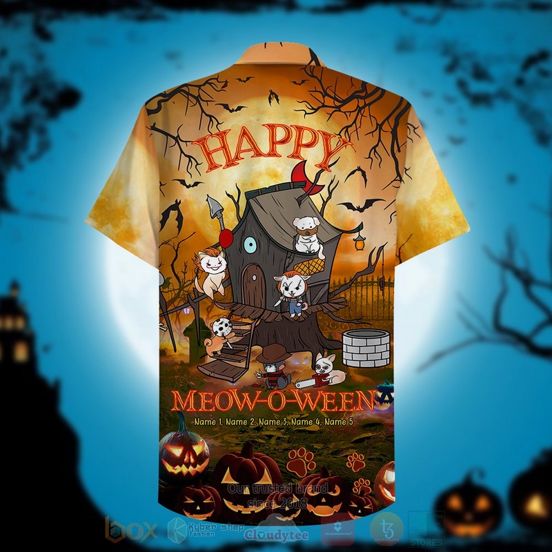 Spooky Gifts For Cat Lovers Happy Meow O Ween Hawaiian Shirt 1 2 3 4 5