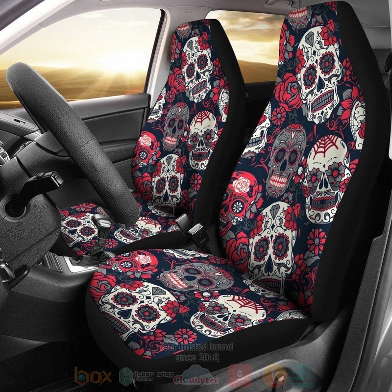 Sugar Skulls Roses Car Seat Cover
