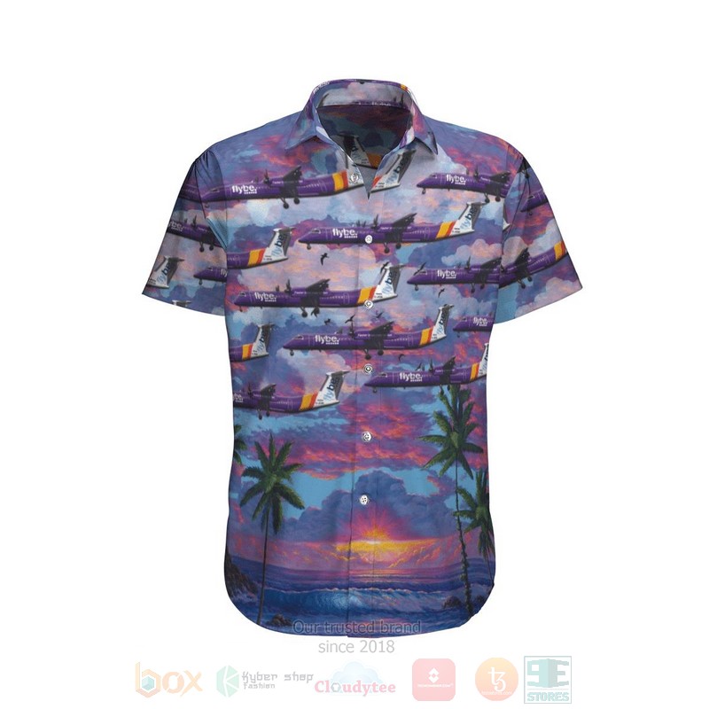 UK Airlines Flybe Bombardier DHC 8 402 Q400 Hawaiian Shirt