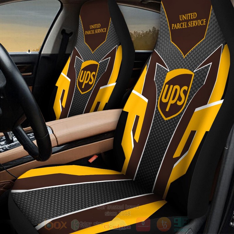 United Parcel Service Yellow Brown Car Seat Cover 1