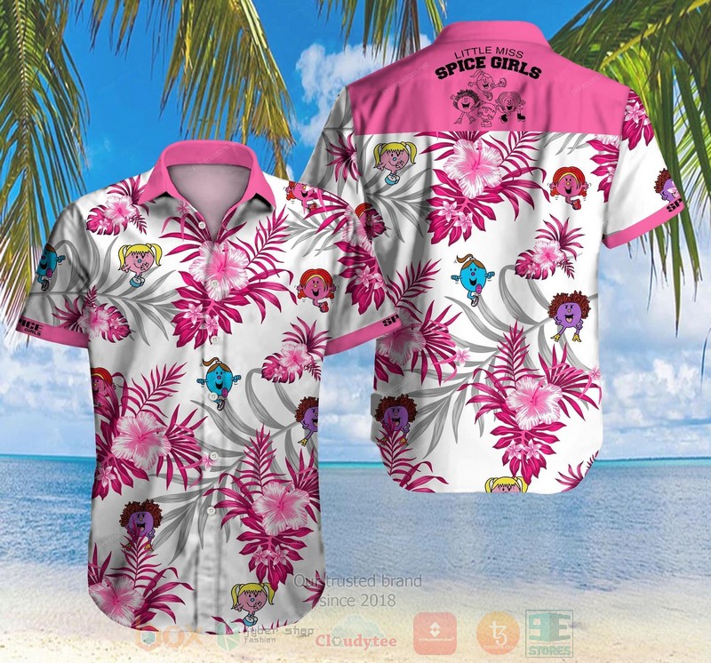 Little Miss Spice Girls Pink White Short Sleeve Hawaiian Shirt