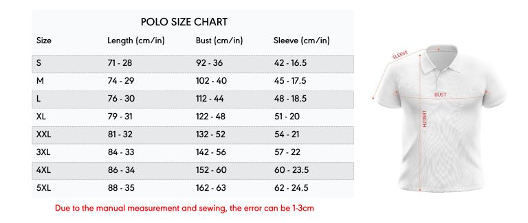 polo shirt size chart new 1
