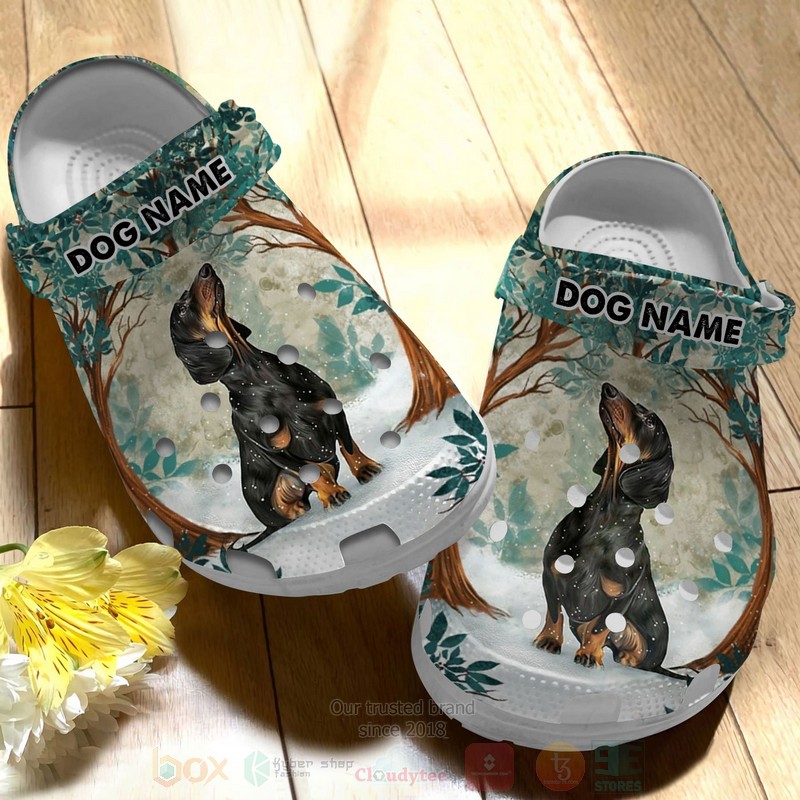 Adorable Dachshund Custom Name Crocband Crocs Clog Shoes 1