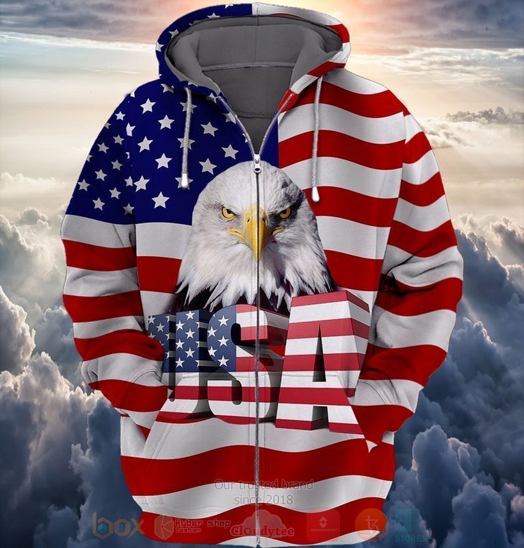 American Flag Eagle 3D Zip Hoodie