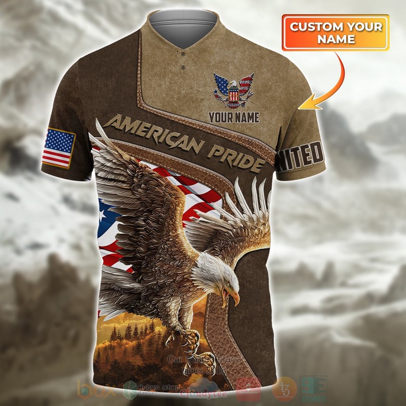 American Pride Eagle Custom Name Polo Shirt