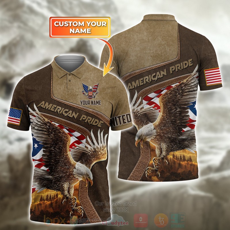 American Pride Eagle Custom Name Polo Shirt 1