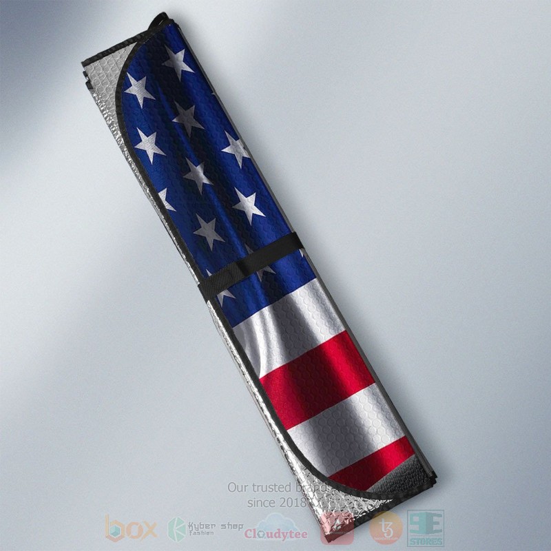 Basset Hound And American Flag Independent Day Car Sun Shade 1 2