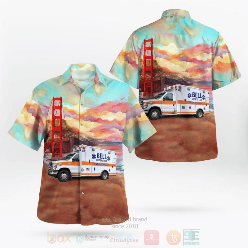 Bell Ambulance Milwaukee Wisconsin Ambulance Golden Gate Bridge Hawaiian Shirt