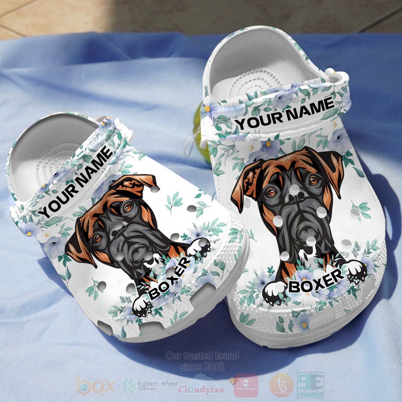 Boxer Dogs Custom Name Crocband Crocs Clog Shoes