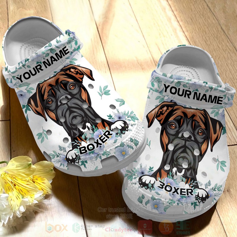 Boxer Dogs Custom Name Crocband Crocs Clog Shoes 1