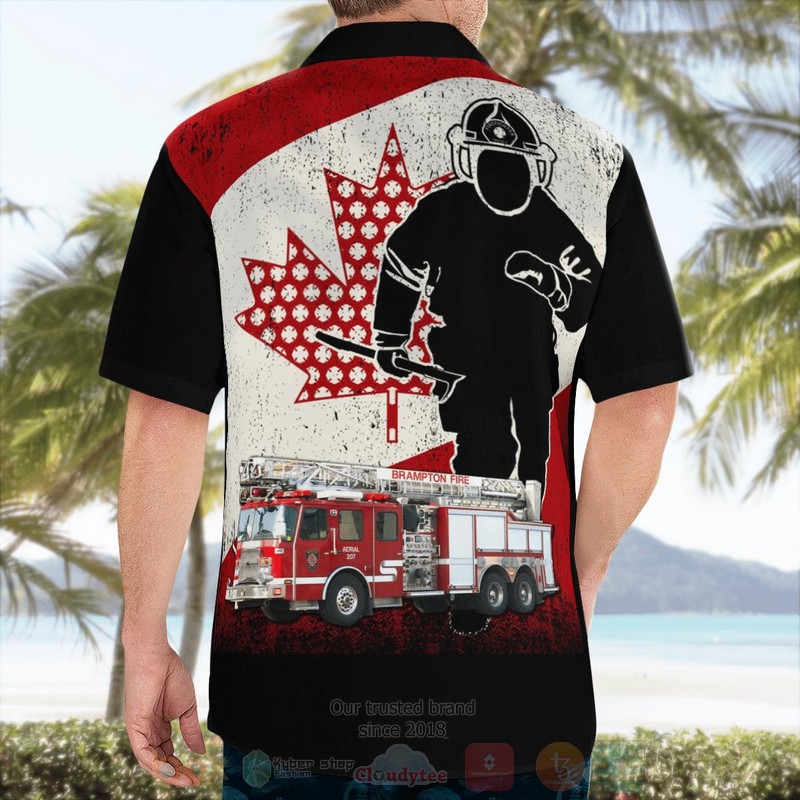 Brampton Fire and Emergency Services Ontario Aerial Ladder Truck Hawaiian Shirt 1