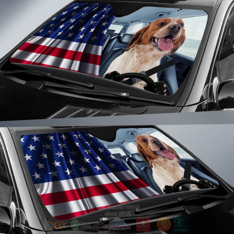 Brittany And American Flag Independent Day Car Sun Shade 1