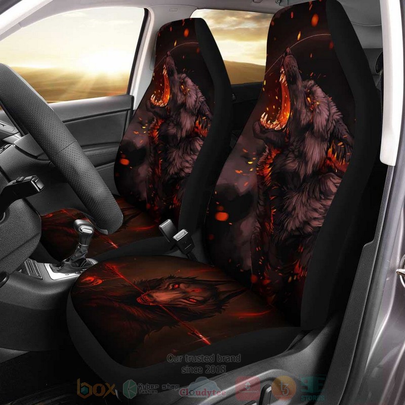 Burning Wolf American Native Car Seat Covers