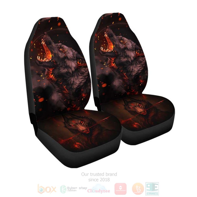 Burning Wolf American Native Car Seat Covers 1