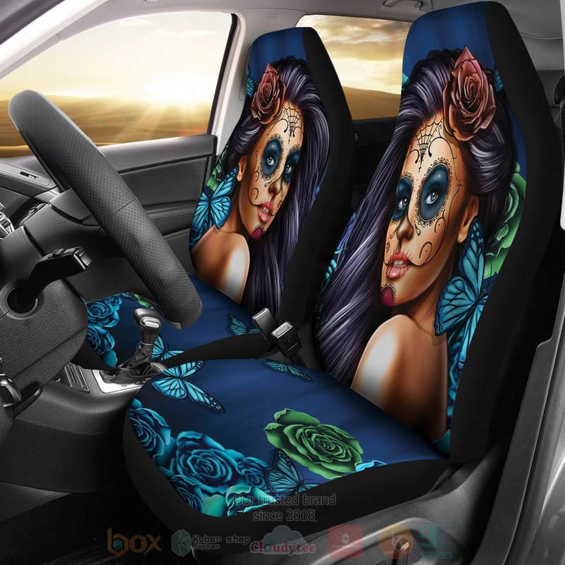 Calavera Blue Car Seat Cover