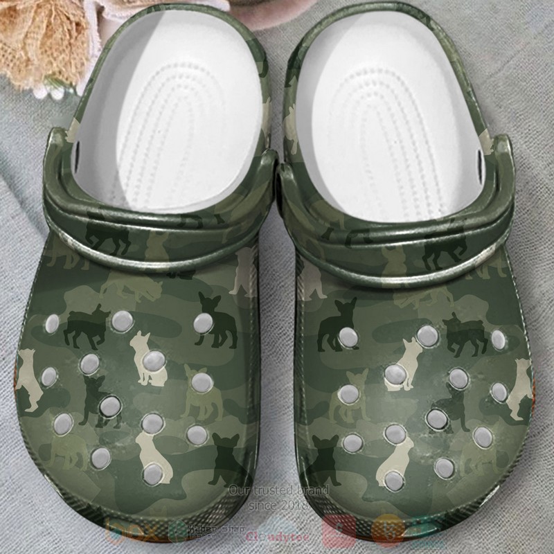 Camo French Bulldog Crocband Crocs Clog Shoes 1
