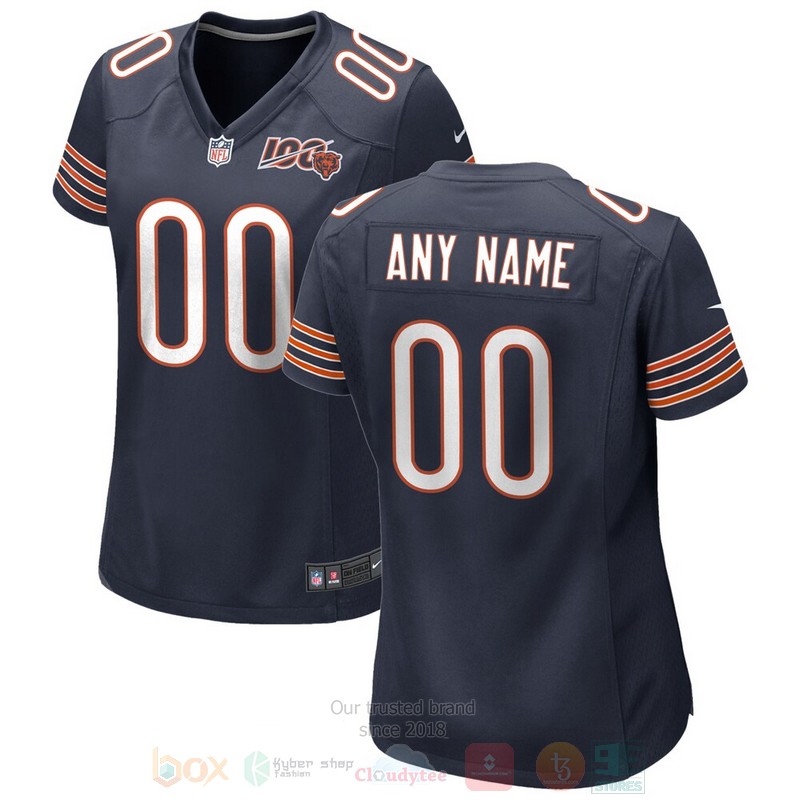 Chicago Bears Navy 2019 100th Season Personalized Football Jersey