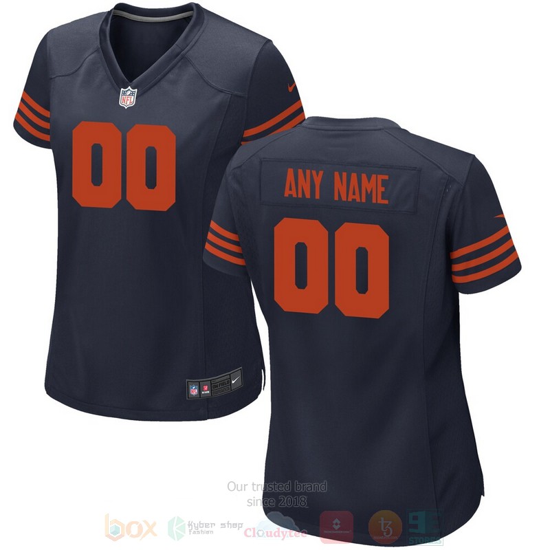 Chicago Bears Navy Personalized Throwback Football Jersey