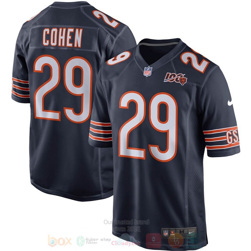 Chicago Bears Tarik Cohen Navy 100th Season Football Jersey